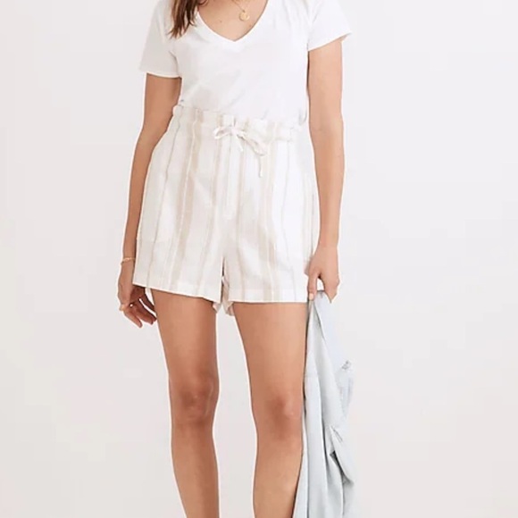 Madewell Linen-Blend Pull-On Paperbag Shorts: Undyed Stripe Edition - Picture 2 of 11